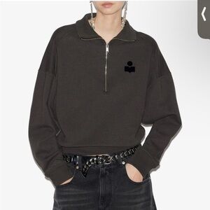 Isabel Marant Etoile Ross Logo Flocked Zip up sweatshirt